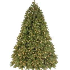 National Tree Company Full^Pre-Lit 'Feel Real' Artificial Full Downswept Christmas Tree, Green, Douglas Fir, Dual Color Led Lights, Includes Stand And Powerconnect, 7.5 Feet