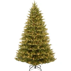 National Tree Company Full^Pre-Lit 'Feel Real' Artificial Christmas Tree, Normandy Fir, Green, White Lights, Includes Stand, 7.5 Feet