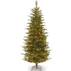 7Ft - 9Ft-National Tree Company Pre-Lit 'Feel Real' Artificial Slim Christmas Tree, Green, Frasier Grande, White Lights, Includes Stand, 7.5 Feet