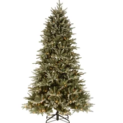 National Tree Company Full^Pre-Lit 'Feel Real' Artificial Christmas Tree, Frosted Geneva, Green, White Lights, Includes Stand, 7.5 Feet