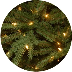 Full-National Tree Company Pre-Lit 'Feel Real' Artificial Christmas Tree, Easton Spruce, Green, Dual Color Led Lights, Includes Stand, 7.5 Feet