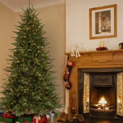 7Ft - 9Ft-National Tree Company Pre-Lit 'Feel Real' Artificial Christmas Tree, Easton Spruce, Green, Dual Color Led Lights, Includes Stand, 7.5 Feet