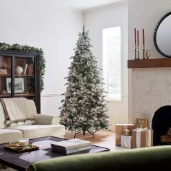 7Ft - 9Ft-National Tree Company Pre-Lit 'Feel Real' Artificial Christmas Tree, Everest Fir, Green, White Lights, Includes Stand, 7.5 Feet