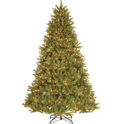 7Ft - 9Ft-National Tree Company Pre-Lit 'Feel Real' Artificial Christmas Tree, Grande Fir, Green, White Lights, Includes Stand, 7.5 Feet