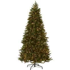 7Ft - 9Ft-National Tree Company Pre-Lit 'Feel Real' Artificial Christmas Tree, Grande Fir, Green, White Lights, Includes Stand, 7.5 Feet