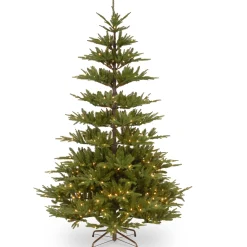 National Tree Company Full^Pre-Lit 'Feel Real' Artificial Christmas Tree, Glenwood Fir, Green, White Lights, Includes Stand, 7.5 Feet