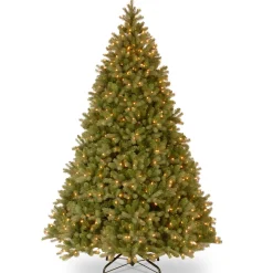 National Tree Company Full^Pre-Lit 'Feel Real' Artificial Giant Full Downswept Christmas Tree, Green, Douglas Fir, White Lights, Includes Stand, 10 Feet