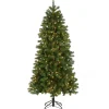 5Ft - 6Ft-National Tree Company Pre-Lit 'Feel Real' Artificial Slim Downswept Christmas Tree, Green, Douglas Fir, White Lights, Includes Stand, 6.5 Feet