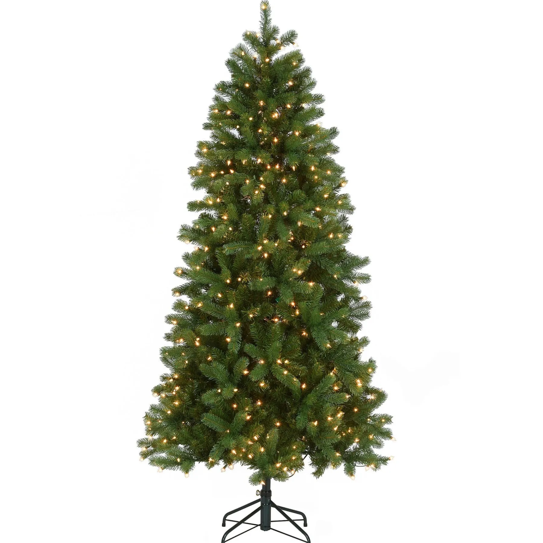 5Ft - 6Ft-National Tree Company Pre-Lit 'Feel Real' Artificial Slim Downswept Christmas Tree, Green, Douglas Fir, White Lights, Includes Stand, 6.5 Feet