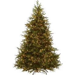 7Ft - 9Ft-National Tree Company Pre-Lit 'Feel Real' Artificial Full Christmas Tree, Green, Frasier Grande, White Lights, Includes Stand, 7.5 Feet