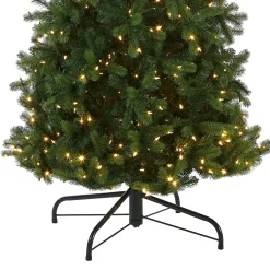 10Ft And Taller-National Tree Company Pre-Lit 'Feel Real' Artificial Giant Slim Downswept Christmas Tree, Green, Douglas Fir, Dual Color Led Lights, Includes Stand, 12 Feet