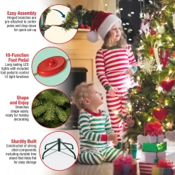 10Ft And Taller-National Tree Company Pre-Lit 'Feel Real' Artificial Giant Slim Downswept Christmas Tree, Green, Douglas Fir, Dual Color Led Lights, Includes Stand, 12 Feet