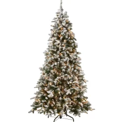 5Ft - 6Ft-National Tree Company Pre-Lit 'Feel Real' Artificial Christmas Tree, Everest Fir, Green, White Lights, Includes Stand, 6.5 Feet