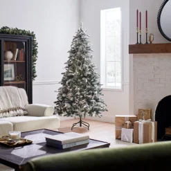 5Ft - 6Ft-National Tree Company Pre-Lit 'Feel Real' Artificial Christmas Tree, Everest Fir, Green, White Lights, Includes Stand, 6.5 Feet