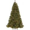National Tree Company Full^Pre-Lit 7.5Ft Artificial Full Christmas Tree, Green, North Valley Spruce, Dual Color Led Lights