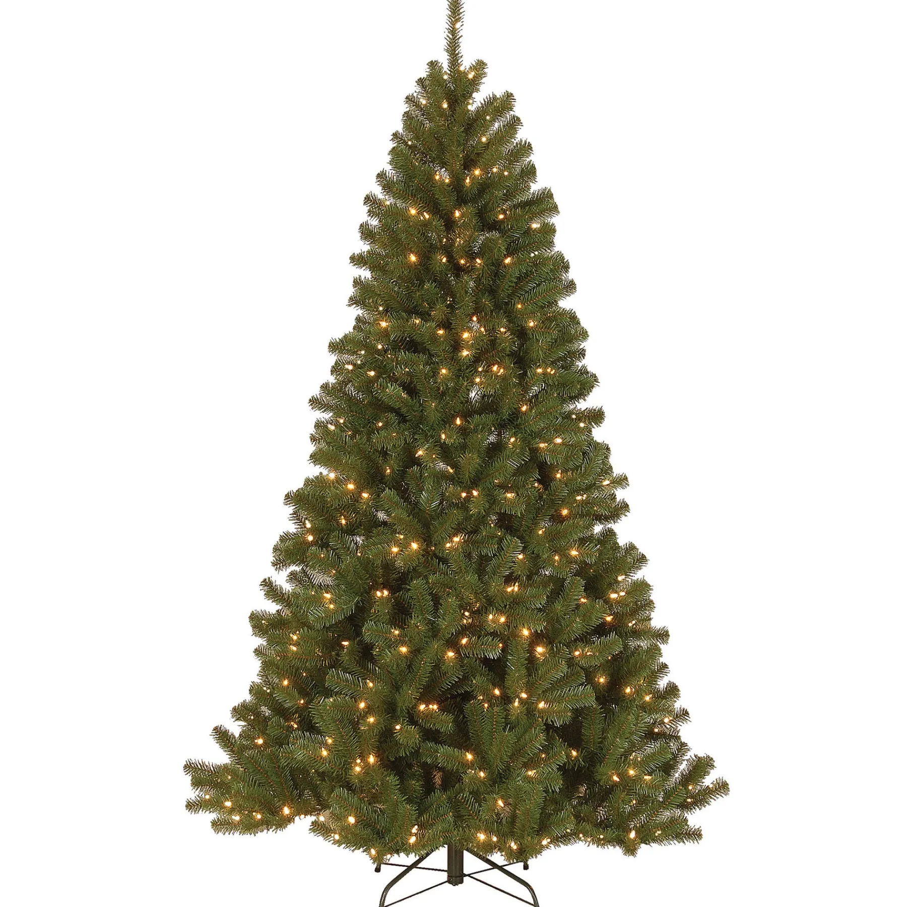 National Tree Company Full^Pre-Lit 7.5Ft Artificial Full Christmas Tree, Green, North Valley Spruce, Dual Color Led Lights