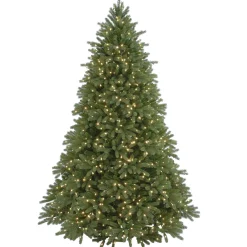 Full-National Tree Company Pre-Lit Full Artificial Christmas Tree, Green, Jersey Fraser Fir, 'Feel Real', Includes Stand, 7.5 Feet