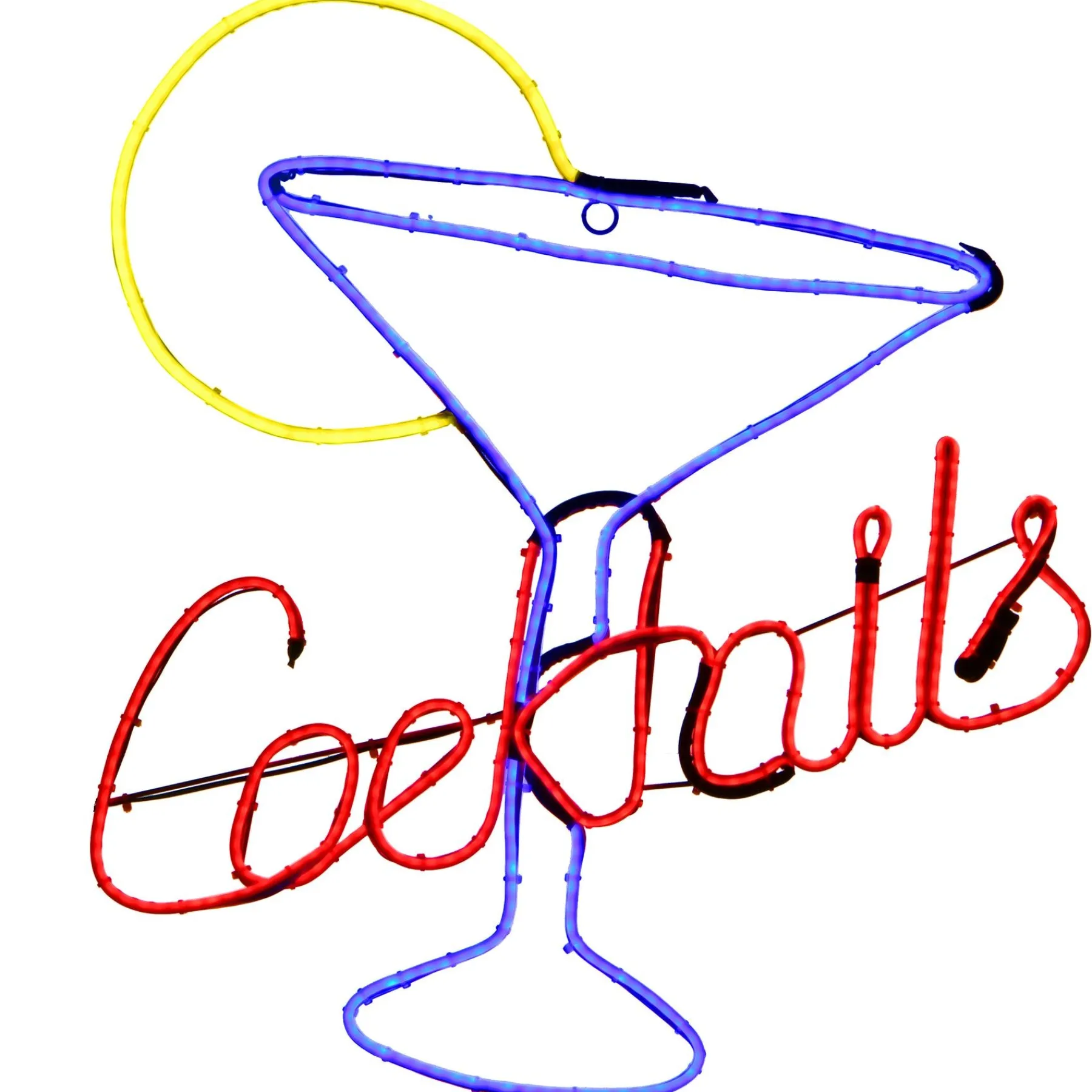 Outdoor Lawn Decor-National Tree Company Pre-Lit Light Strip Cocktails Hanging Sign, Black, Decorated With Led Lights, Plug In, Spring Collection, 23 Inches