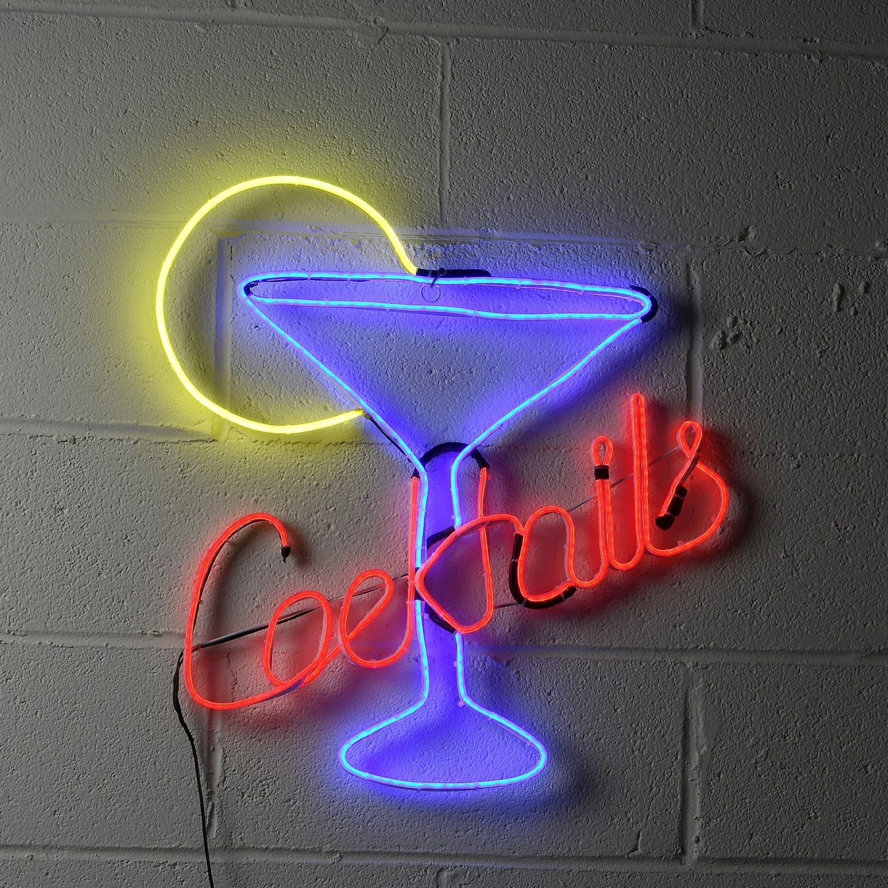 Outdoor Lawn Decor-National Tree Company Pre-Lit Light Strip Cocktails Hanging Sign, Black, Decorated With Led Lights, Plug In, Spring Collection, 23 Inches