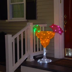 Outdoor Lawn Decor-National Tree Company Pre-Lit Margarita Glass Outdoor Decoration, Led Lights, Plug In, Spring Collection, 36 Inches