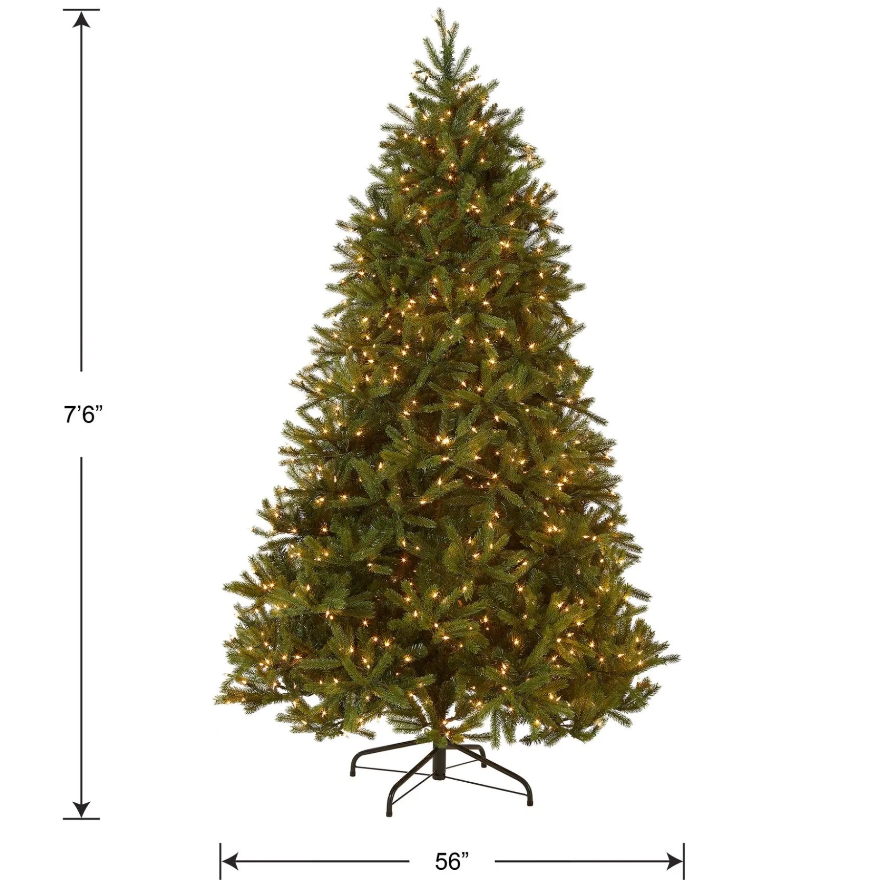 7Ft - 9Ft-National Tree Company Pre-Lit Medium Artificial Christmas Tree, Green, Jersey Fraser Fir, 'Feel Real', White Lights, Includes Stand, 7.5 Feet