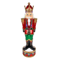 Christmas Accessories-National Tree Company Pre-Lit Nutcracker Christmas Decoration With Multicolor Led Lights With Hand Painted Details, Plug In, Red, 36 In