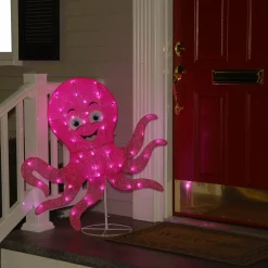 Outdoor Lawn Decor-National Tree Company Pre-Lit Purple Smiling Octopus Outdoor Decoration, Led Lights, Plug In, Spring Collection, 36 Inches