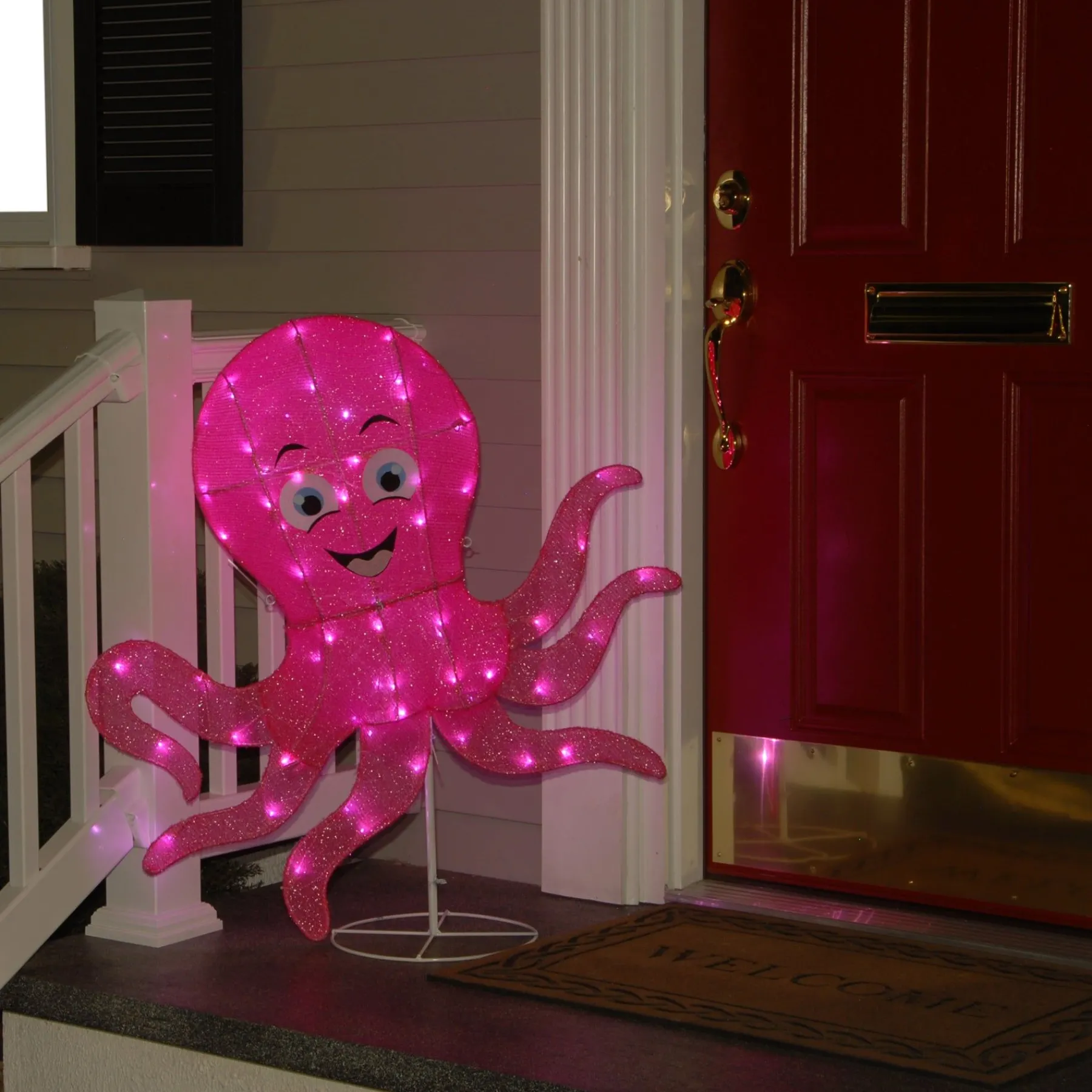 Outdoor Lawn Decor-National Tree Company Pre-Lit Purple Smiling Octopus Outdoor Decoration, Led Lights, Plug In, Spring Collection, 36 Inches