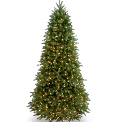 Slim-National Tree Company Pre-Lit Slim Artificial Christmas Tree, Green, Jersey Fraser Fir, 'Feel Real', White Lights, Includes Stand, 6.5 Feet