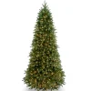 7Ft - 9Ft-National Tree Company Pre-Lit Slim Artificial Christmas Tree, Green, Jersey Fraser Fir, 'Feel Real', White Lights, Includes Stand, 9 Feet
