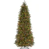 National Tree Company Slim^Pre-Lit Slim Artificial Christmas Tree, Green, Jersey Fraser Fir, Multi-Color Lights, Includes Stand, 6.5 Feet