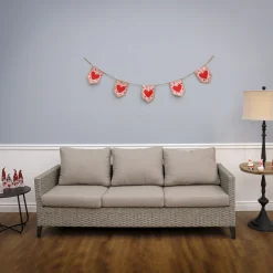 Valentine'S Day Accessories-National Tree Company Red Hearts And Dots Jute Garland, Valentine'S Day Collection, 6 Feet