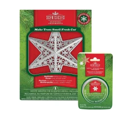 Christmas Tree Scent-National Tree Company Scentsicles Decorative Ornament, Metal White Star, White Winter Fir With Refill