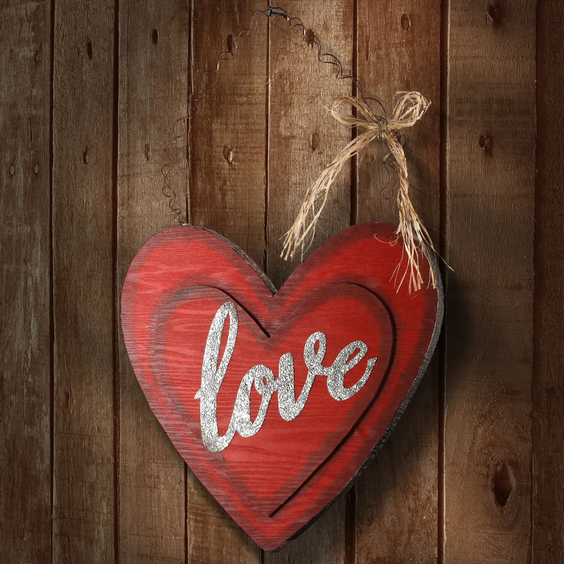 Valentine'S Day Accessories-National Tree Company Valentine Wooden Heart Hanging Decoration, Valentine'S Day Collection, 14 Inches