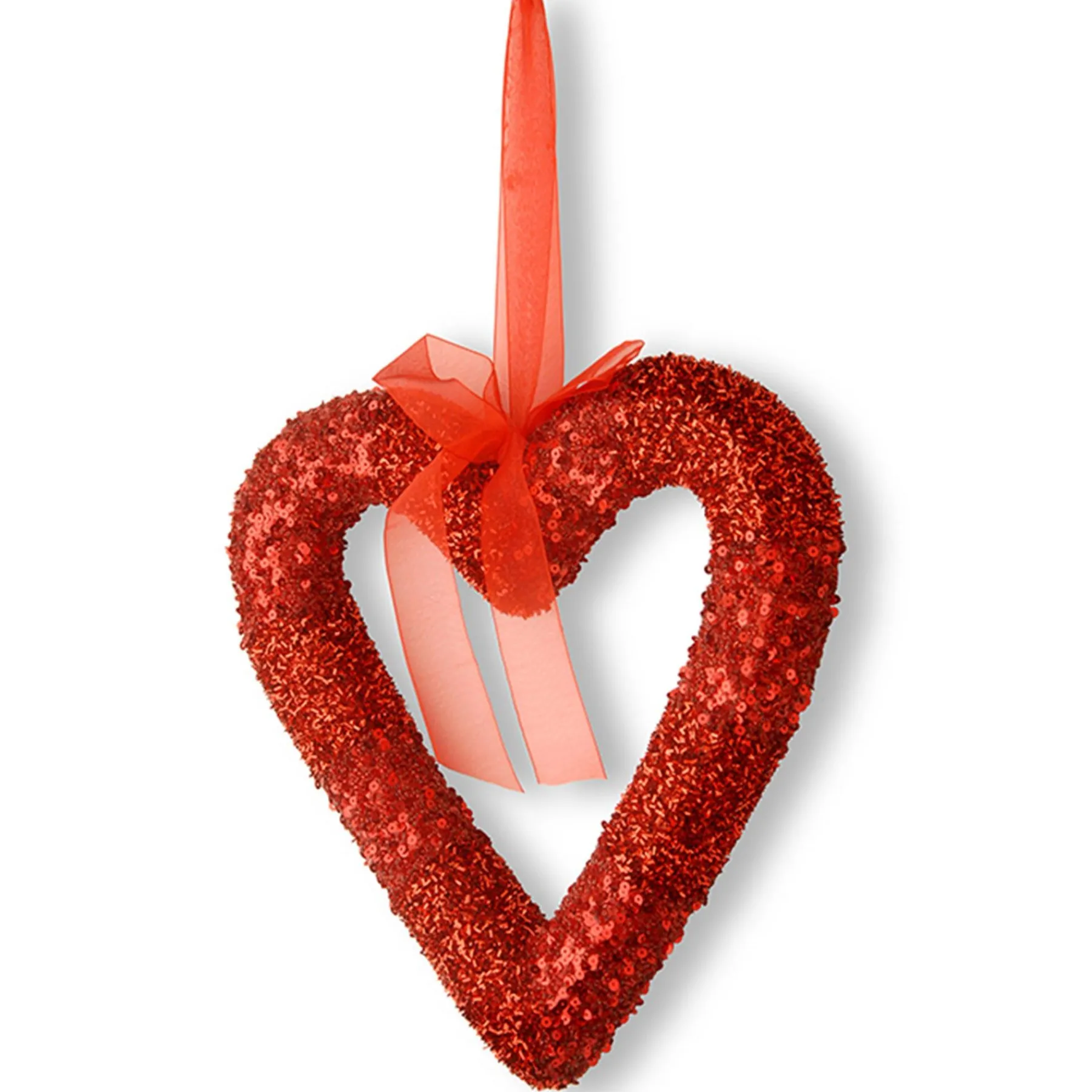 Valentine'S Day Accessories-National Tree Company Valentine'S Heart Hanging Decoration, Red, Decorated With Red Sequins, Valentine'S Day Collection, 11 Inches