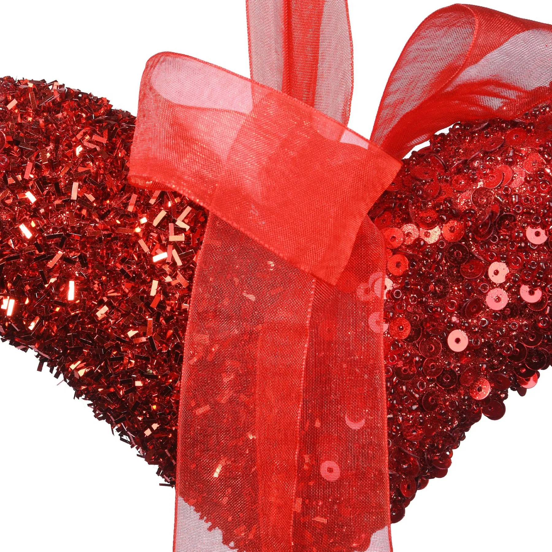 Valentine'S Day Accessories-National Tree Company Valentine'S Heart Hanging Decoration, Red, Decorated With Red Sequins, Valentine'S Day Collection, 11 Inches