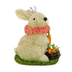 Easter Table Decor-National Tree Company White Bunny With Carrots Table Decoration, Easter Collection, 12 Inches