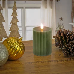 Christmas Accessories-National Tree Company 4X6 Hgtv Home Collection Flameless Georgetown Pillar Candle, Dk Green