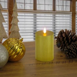 Christmas Accessories-National Tree Company 3X7 Hgtv Home Collection Flameless Georgetown Pillar Candle, Gold