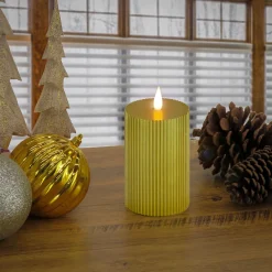Christmas Accessories-National Tree Company 3X9 Hgtv Home Collection Flameless Georgetown Pillar Candle, Gold