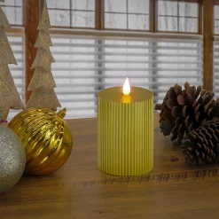Christmas Accessories-National Tree Company 4X6 Hgtv Home Collection Flameless Georgetown Pillar Candle, Gold