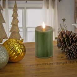 Christmas Accessories-National Tree Company 3X9 Hgtv Home Collection Flameless Georgetown Pillar Candle, Dk Green