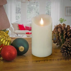 Christmas Accessories-National Tree Company 3X7 Hgtv Home Collection Flameless Heritage Pillar Candle, Ivory