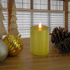 Christmas Accessories-National Tree Company 4X8 Hgtv Home Collection Flameless Georgetown Pillar Candle, Gold