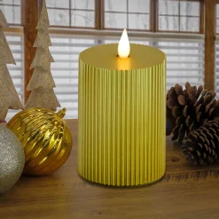 Christmas Accessories-National Tree Company 5X9 Hgtv Home Collection Flameless Georgetown Pillar Candle, Gold