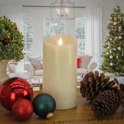 Christmas Accessories-National Tree Company 4X8 Hgtv Home Collection Flameless Heritage Pillar Candle, Ivory