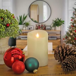 Christmas Accessories-National Tree Company 4X6 Hgtv Home Collection Flameless Heritage Pillar Candle, Ivory