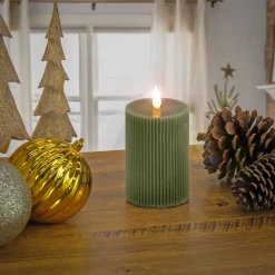 Christmas Accessories-National Tree Company 3X7 Hgtv Home Collection Flameless Georgetown Pillar Candle, Dk Green